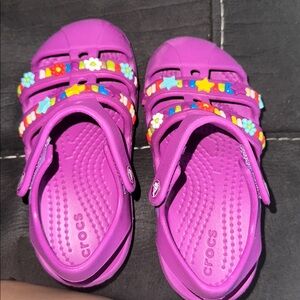 CROCS Purple Sandals with Multicolor Charms